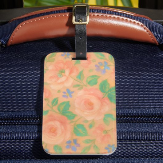 Floral Rose and Periwinkle Pattern ラゲッジタグ (正面インサイチュ2)
