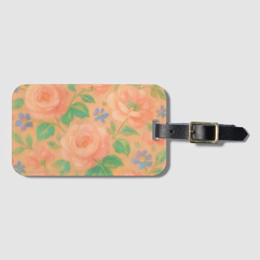 Floral Rose and Periwinkle Pattern ラゲッジタグ (正面横)