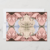 Floral Rose Gold Blush Pink Save The Date 案内状 (正面)