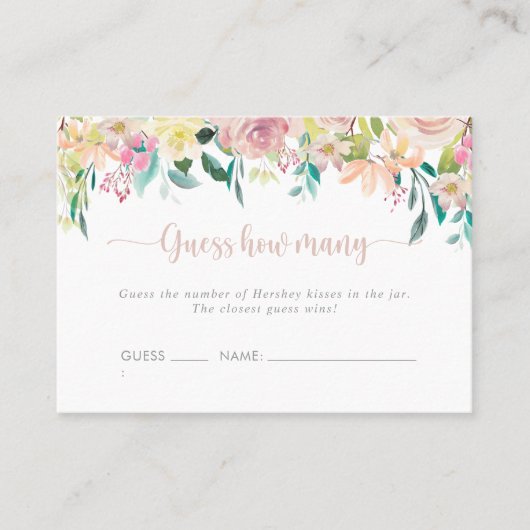 Floral Rose Gold Guess How Many Game Card 名刺 (正面)