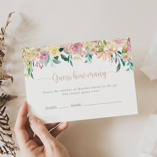 Floral Rose Gold Guess How Many Game Card 名刺