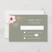 Floral Rose Gold Wedding RSVP (正面)