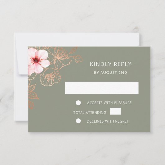 Floral Rose Gold Wedding RSVP (正面)