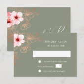 Floral Rose Gold Wedding RSVP (正面/裏面)