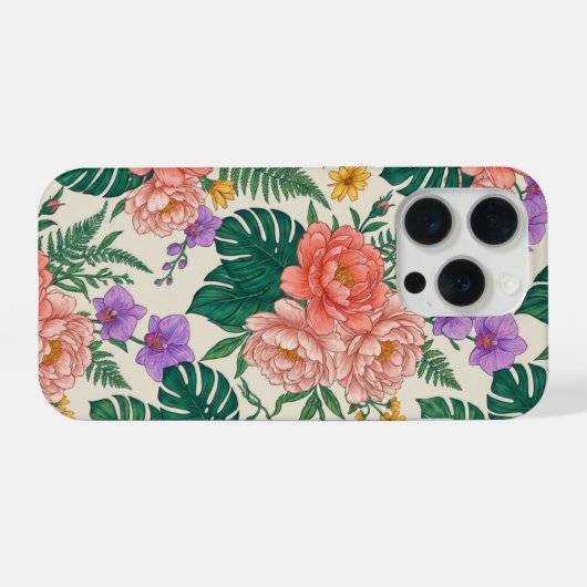 Floral Rose iPhone 15 Case – Elegant Flower Design iPhoneケース (裏面横)