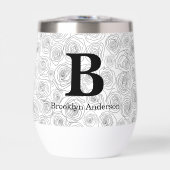 Floral Rose Monogram Wedding Black And White  (正面)