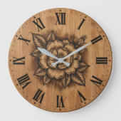 Floral Rose Wall Clock | Rustic Farmhouse Decor ラージ壁時計 (正面)