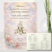 Floral Roses Catholic Wedding Mass Program カード