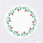 Floral round frame with pink rose flowers  ラベル (デザイン1)