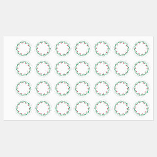Floral round frame with pink rose flowers ラベル