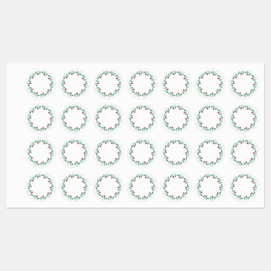 Floral round frame with pink rose flowers  ラベル (シート)