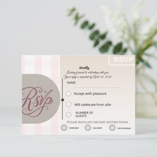 Floral RSVP Card | Custom Wedding Reply Card (スタンド正面)