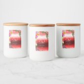 Floral Ruby Red Gradient 製品ラベル モノグラム フードラベル (ボトル)