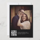 Floral Rustic Black Elegant Photo Back QR Wedding 招待状 (裏面)