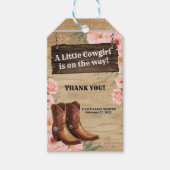Floral Rustic Cowgirl Boots Baby Shower ギフトタグ (正面)