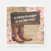 Floral Rustic Cowgirl Boots Baby Shower スタンダードランチョンナプキン (正面)