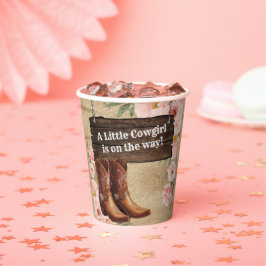 Floral Rustic Cowgirl Boots Baby Shower 紙コップ