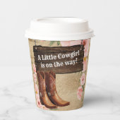 Floral Rustic Cowgirl Boots Baby Shower 紙コップ (正面)