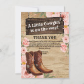 Floral Rustic Cowgirl Boots Flat Thank You Card サンキューカード (正面)
