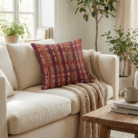 Floral rustic geometric botanical boho pattern クッション