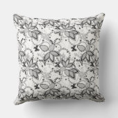 Floral rustic pattern retro black and white  クッション (裏面)