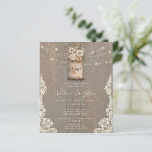 Floral Rustic String Light Bridal Shower Invite (スタンド正面)