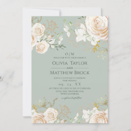 Floral Sage Green Classic & Elegant Wedding  招待状