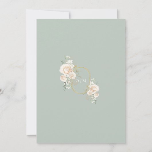 Floral Sage Green Classic & Elegant Wedding  招待状 (裏面)