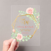 Floral save the date アクリル招待状 (インサイチュ (ポータブル))