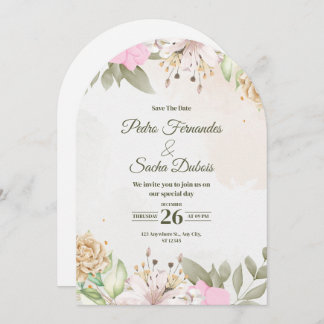 Floral Save The Date Invitation | Elegant Wedding 招待状