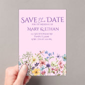 Floral Save the Date Wedding Invitation  アクリル招待状 (インサイチュ (ポータブル))