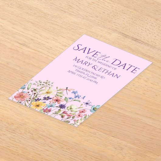 Floral Save the Date Wedding Invitation  アクリル招待状 (レイダウン)