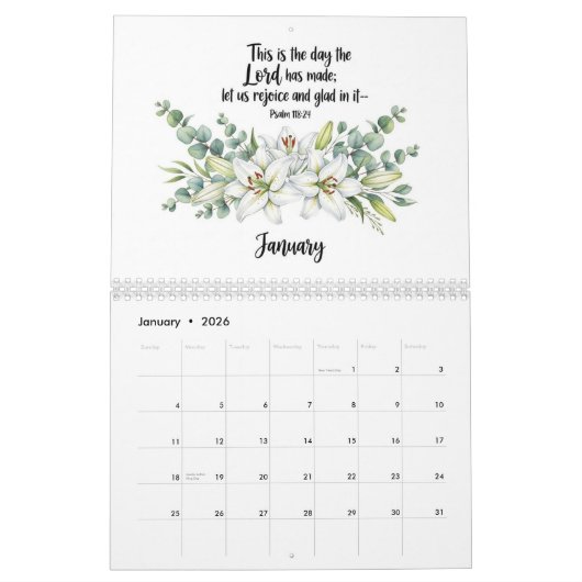 Floral Scripture Calendar  カレンダー (1月 2026)