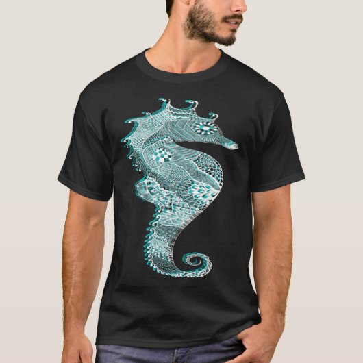 Floral Seahorse Nautical Tシャツ (正面)