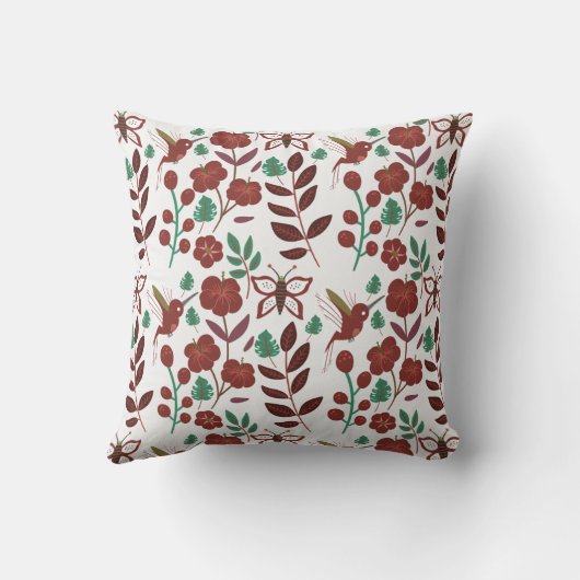 Floral seamless pattern birds and butterflies クッション (裏面)