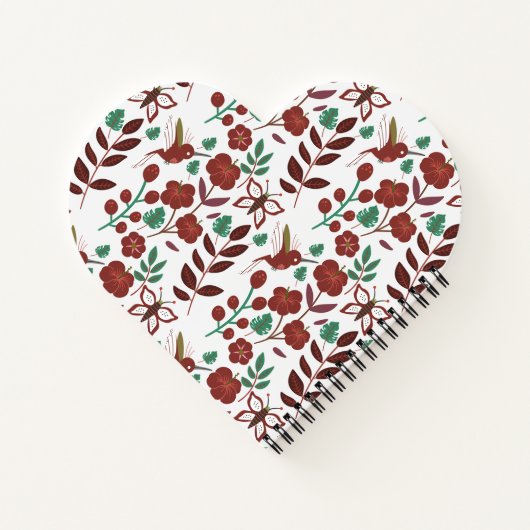 Floral seamless pattern birds and butterflies ノートブック (裏面)