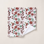 Floral seamless pattern birds and butterflies バスタオルセット (ウォッシュタオル)