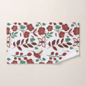 Floral seamless pattern birds and butterflies バスタオルセット (ハンドタオル)