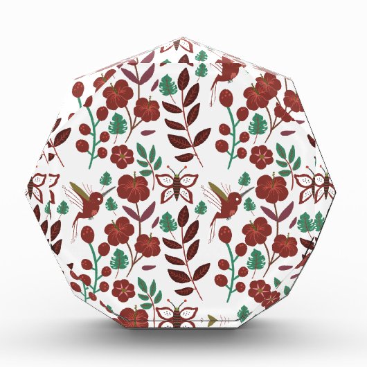 Floral seamless pattern birds and butterflies フォトブロック (正面)