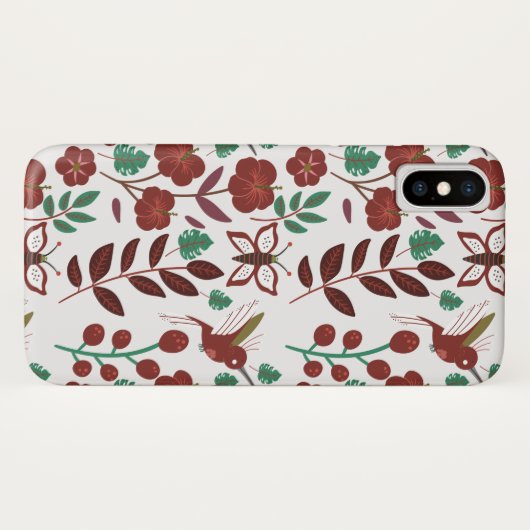 Floral seamless pattern birds and butterflies Case-Mate iPhoneケース (裏面(横))