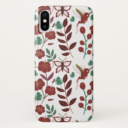 Floral seamless pattern birds and butterflies Case-Mate iPhoneケース (裏面)