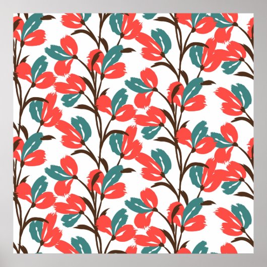 Floral seamless pattern. Cute floral background. P ポスター (正面)