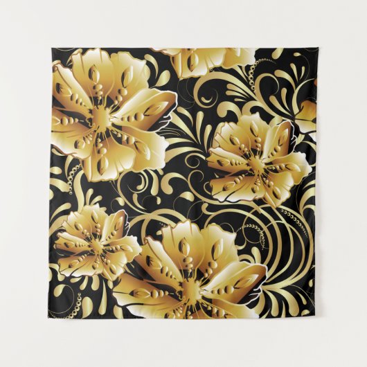 Floral seamless pattern. Flourish 3d wallpaper. Or タペストリー (正面)