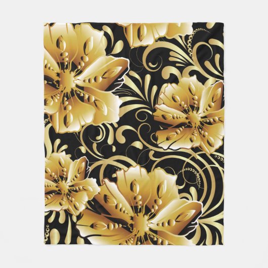 Floral seamless pattern. Flourish 3d wallpaper. Or フリースブランケット (正面)