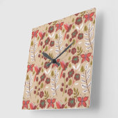 Floral seamless pattern flowers, birds, butterfly スクエア壁時計 (傾斜)