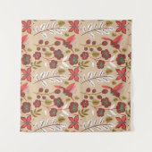 Floral seamless pattern flowers, birds, butterfly タペストリー (正面(横))