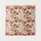 Floral seamless pattern flowers, birds, butterfly タペストリー (正面)