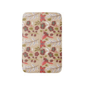 Floral seamless pattern flowers, birds, butterfly バスマット (正面縦)