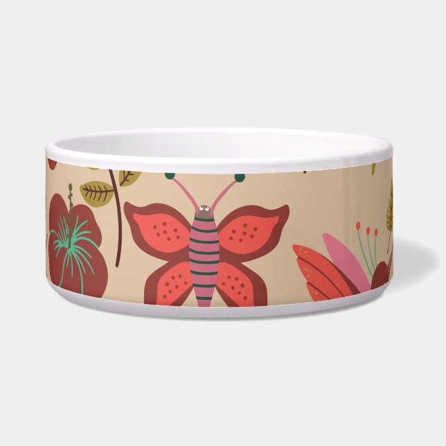 Floral seamless pattern flowers, birds, butterfly ボウル (正面)
