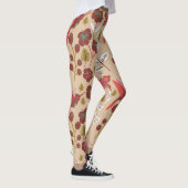 Floral seamless pattern flowers, birds, butterfly レギンス (右)